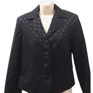 Womens Textured Black Blazer Jacket Classic Business Officewear Sz 8 US Jana Kos